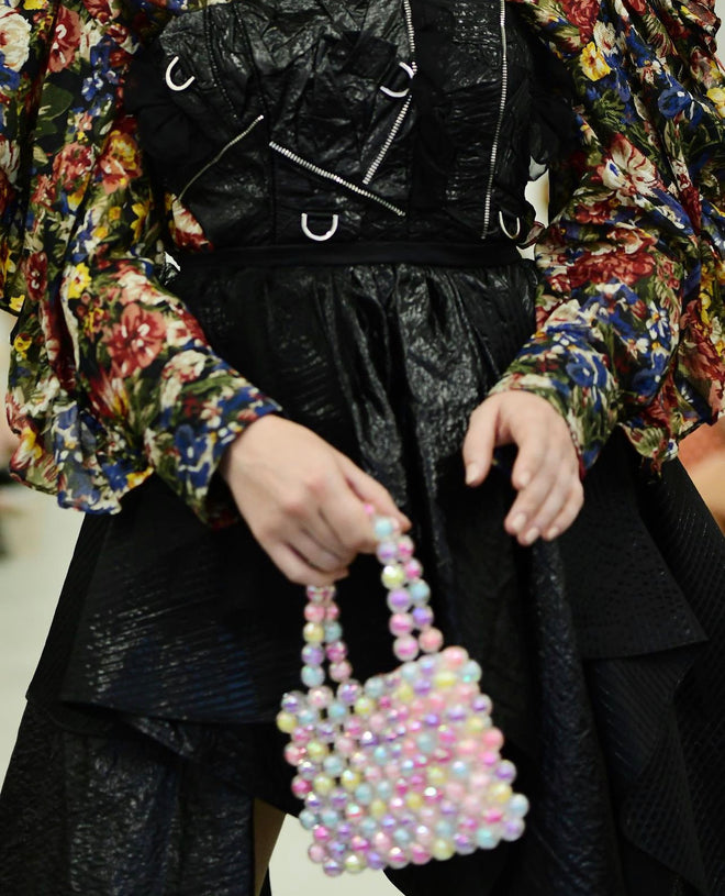 alt="Stylish Crystal Candy Beaded Bag with vibrant colors and intricate beadwork, perfect for adding a pop of flair to any outfit, available at Pink Maison"