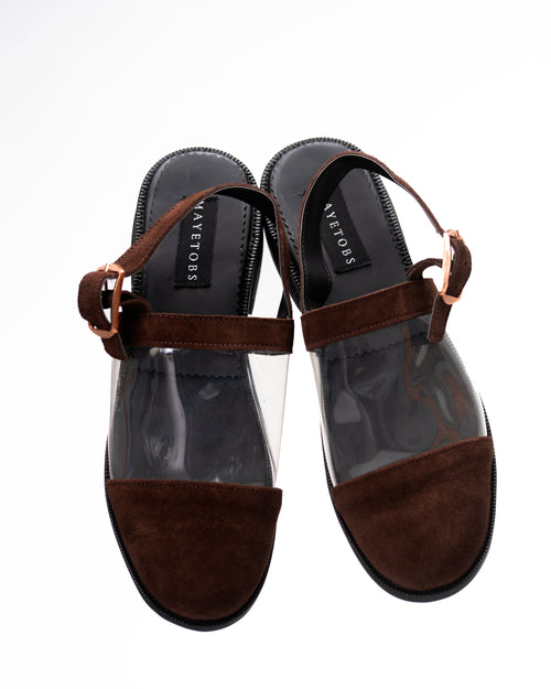 The Transparent Leather and suede strap half Mules